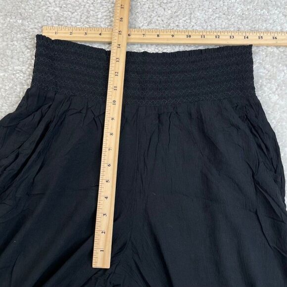 American Eagle High Waisted Crinkle Gauze Wide Leg Pant Black - Picture 6 of 8